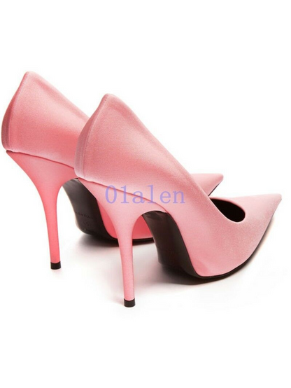 Women's High Stiletto Heel Pointed Toe Slip On Pump Wedding Party Shoes Stylish