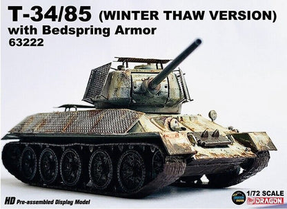 1/72 Dragon T34/85 Winter Thaw Version With Bedspring Armor Tank 63222 Model