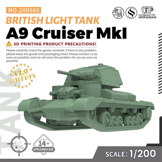 SS560 1/200/350/700 Military Model Kit British A9 Cruiser MkI Light Tank