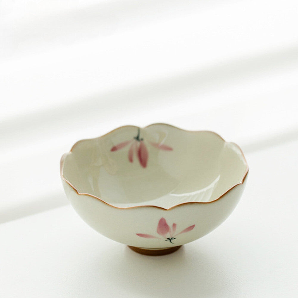 1PC Hand-painted Pink Orchid Ceramic Teacup Lotus Master Cup Personal Tea Bowl
