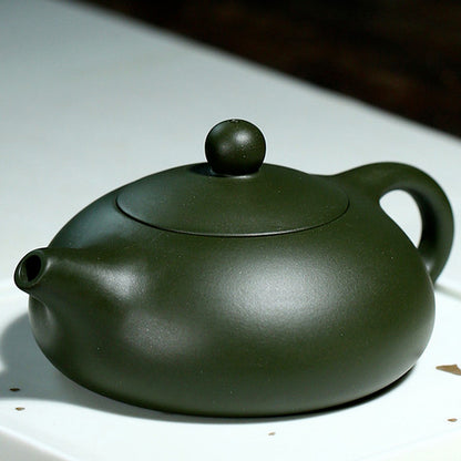 200ml Chinese Yixing Handmade Xishi Pot Zisha Raw Ore Green Clay Teapot Tea Set