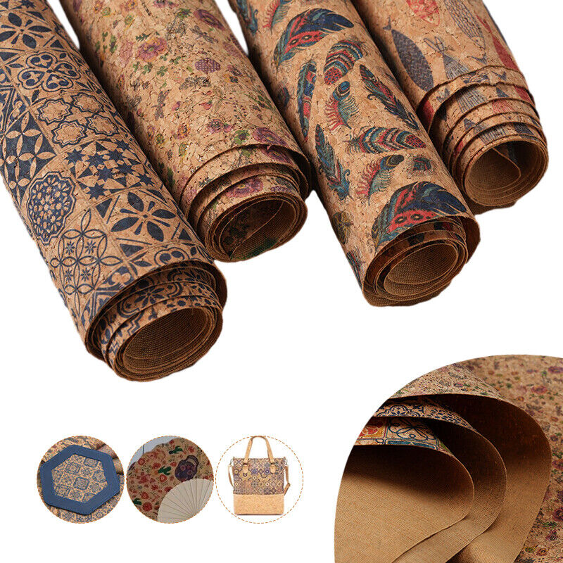 100x138cm Natural Cork Leather Fabric DIY Printed Textured Bag Furniture Decor