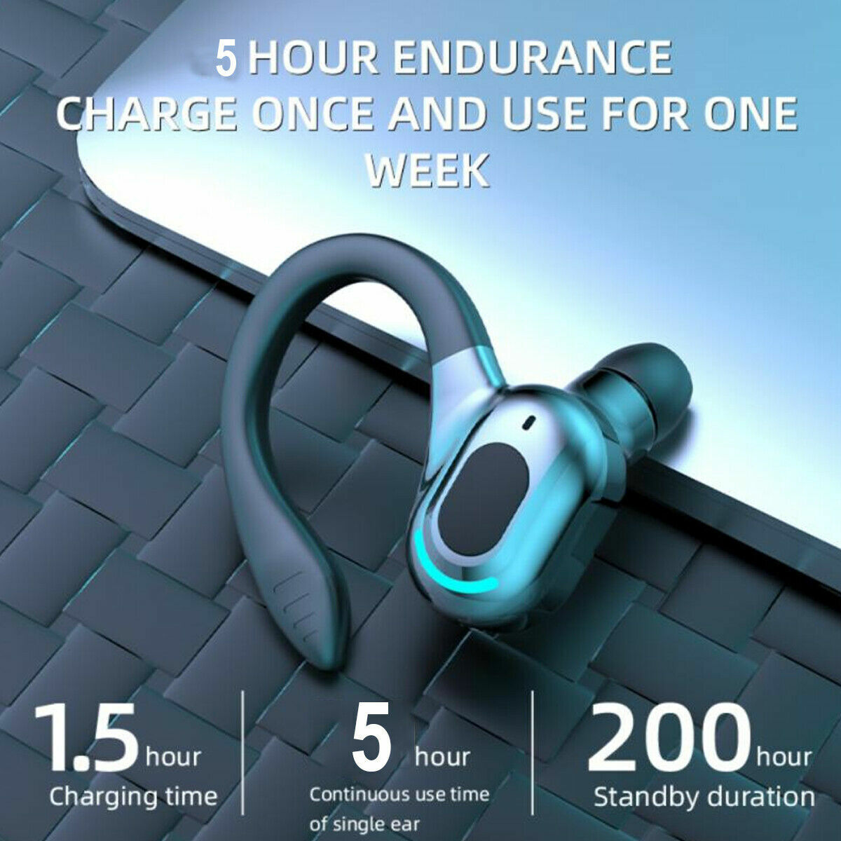 Wireless Bluetooth 5.1 Earpiece Headset Driving Trucker Earbuds Noise Cancelling