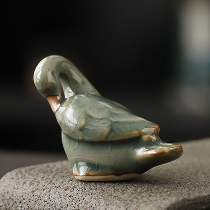 1Pc Exquisite Ceramic Cute Duck Tea Table Decoration Accessories Tea Pet