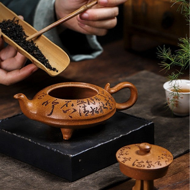 True Yixing Zisha Jiangpo Clay Tea Pot Handmade Matching Cup Hand Carved Pot New