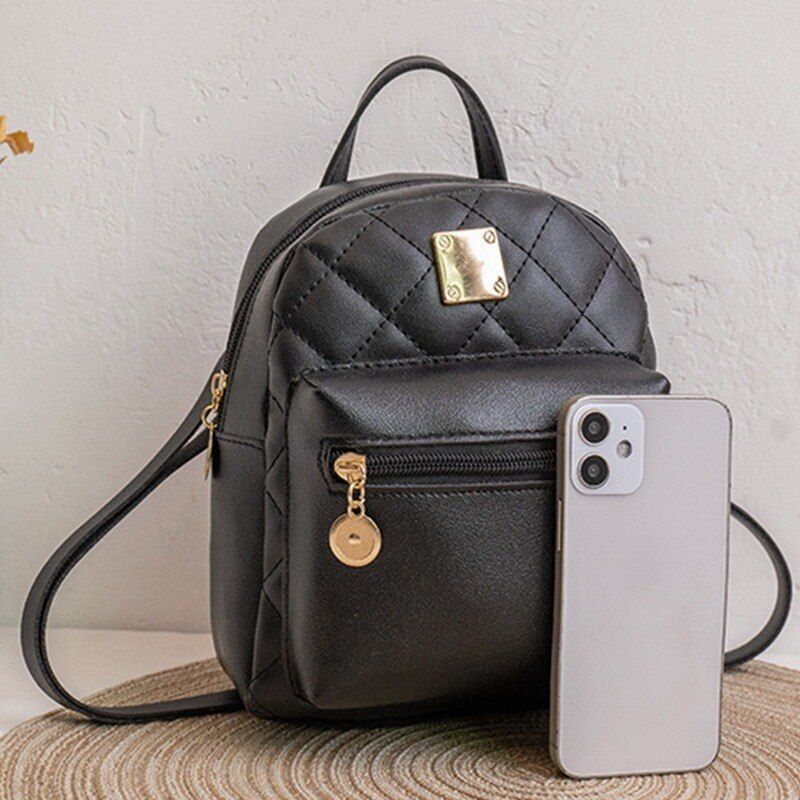 Backpacks Synthetic Leather Bag Small White Rucksack Fashion Backpack 18*11*20CM