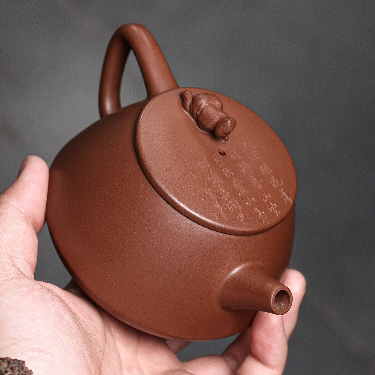 Hand Carved Tea Pot 9 Infuser Holes Original Ore Purple Grit Pot Handmade 240ml