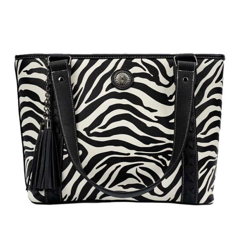Celela Zebra Print Concho Women Much Interlayer Crossbody Shoulder Tote Bags