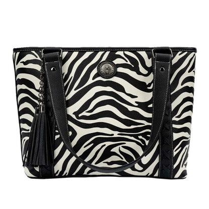 Celela Zebra Print Concho Women Much Interlayer Crossbody Shoulder Tote Bags