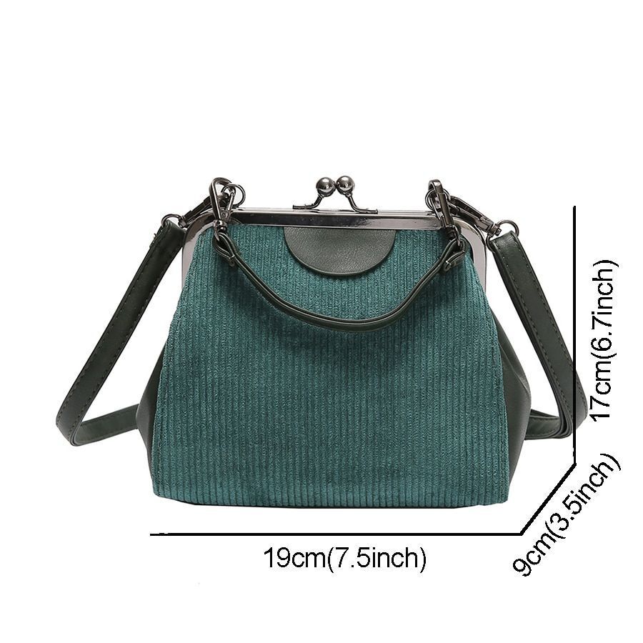 Canvas Clip Synthetic Leather Bag Shoulder Purse Shell Crossbody Bags 19*9*17CM
