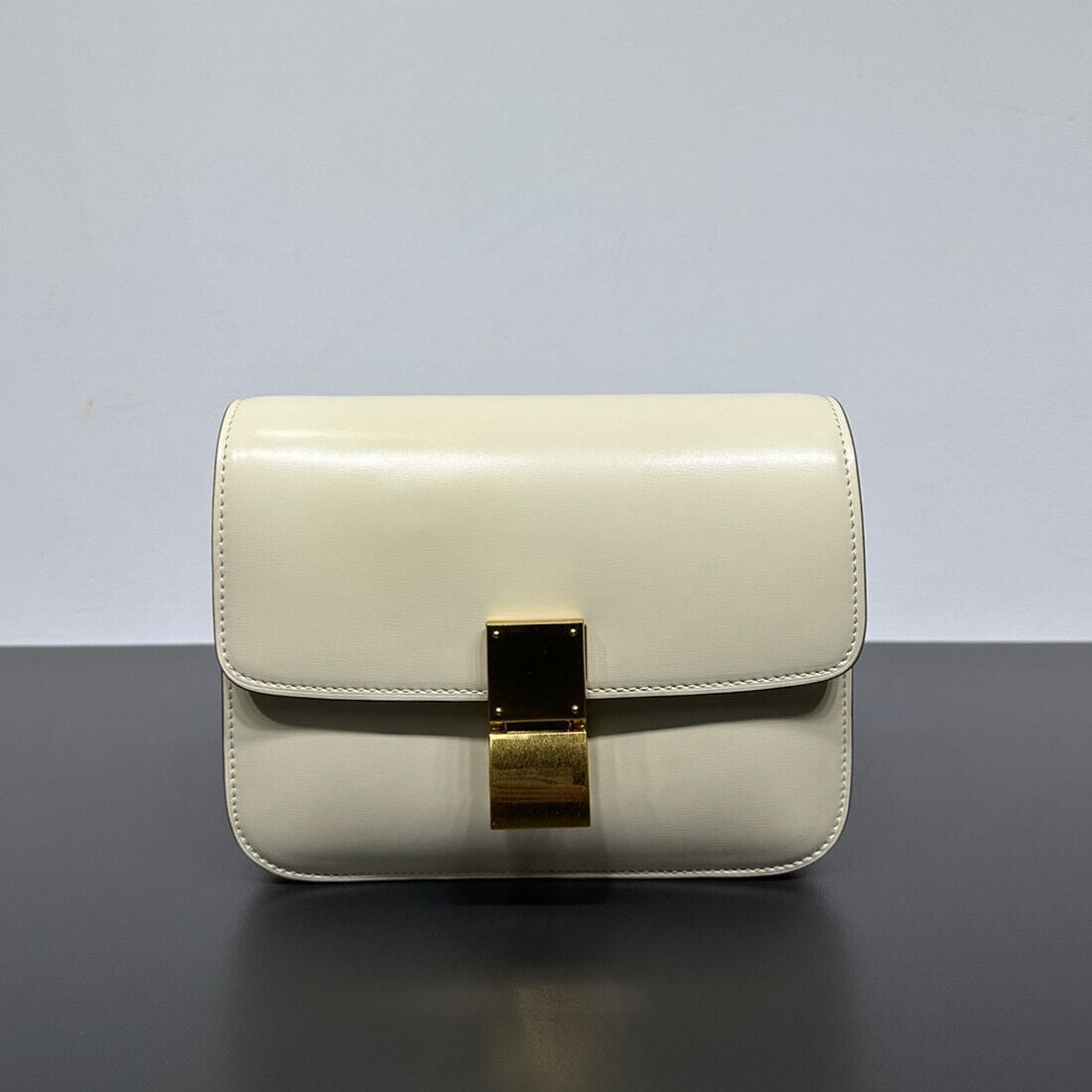 20/24cm Real Leather Small Flap Purse Clutch Box Shoulder Bag Crossbody Handbag