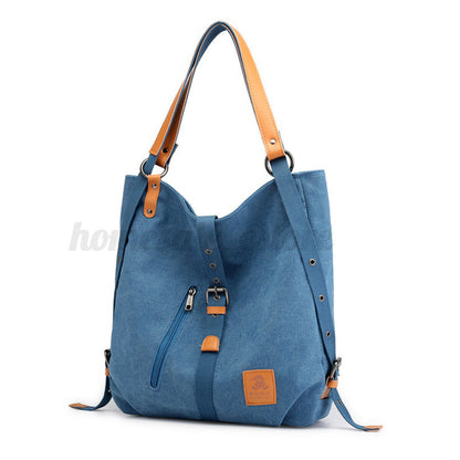 Women Canvas Backpack Shoulder School Bag Messenger Travel Handbag Tote