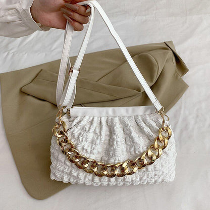 Luxury Acrylic Thick Chain Handbag Purse Shoulder Bag Clip Shell Evening Clutche