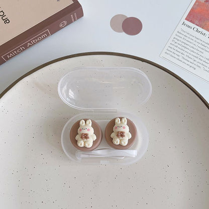 Women Contact Lens Case Plastic Lovely Cat Paw Container Storage Box 6.4x4x2.5cm