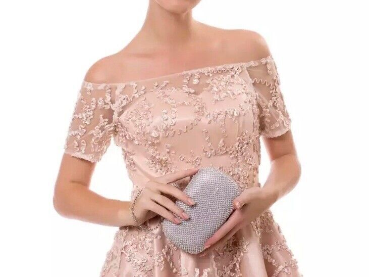 Women Small Evening Clutch Rhinestone Wedding Party Clutch Bag Gold Silver Black