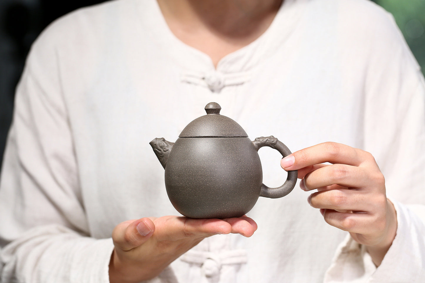 5" China Yixing Zisha Pottery DuanClay Handmade 260cc Dragon Grain Teapot