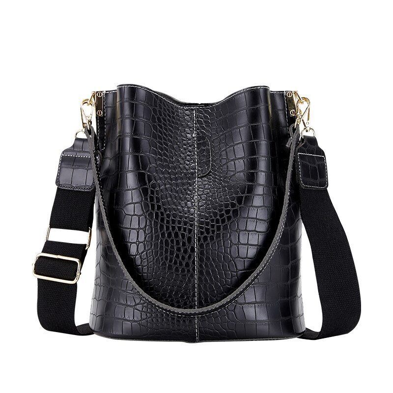 Vintage Crocodile Pattern Crossbody Bags Women Leather Shoulder Handbags Large