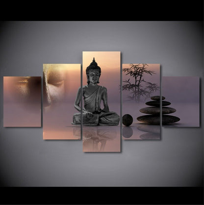 Buddha Stones Canvas Painting Picture Home Decor Modern Abstract 5Pcs Wall Art