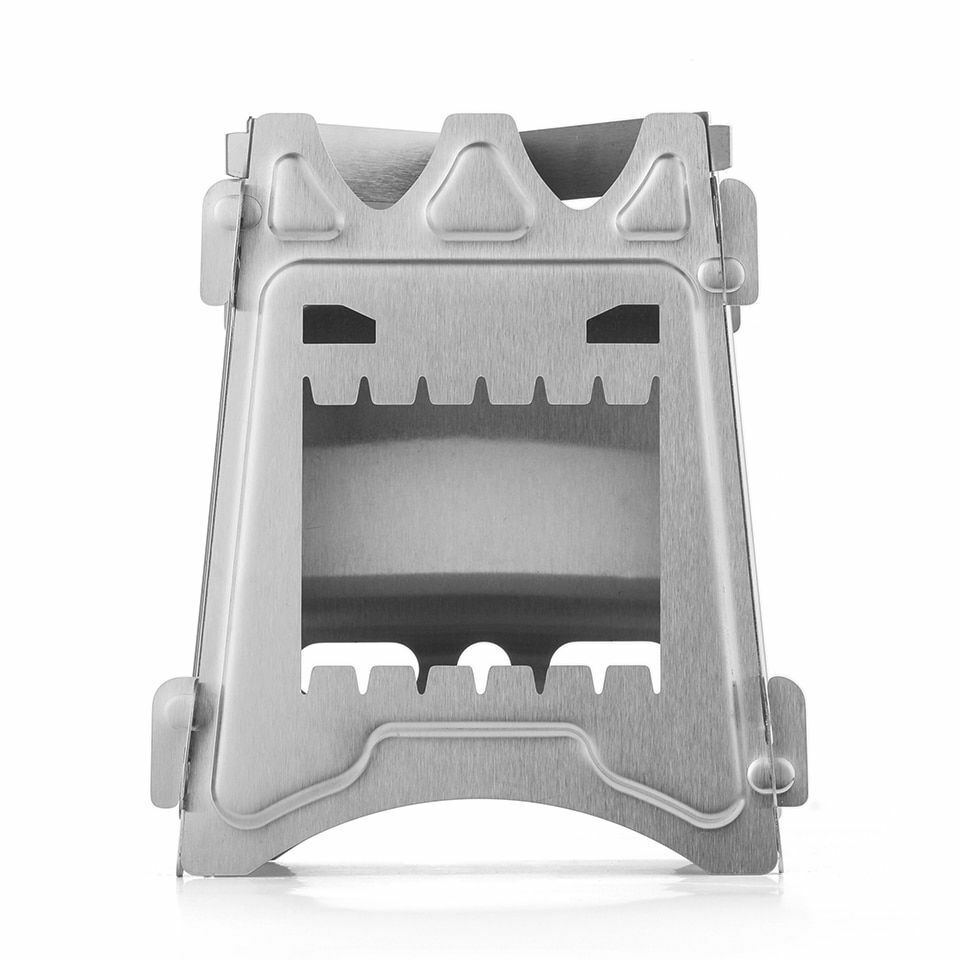 Camping Stove Stainless Steel Backpacking Potable Wood Burning Picnic BBQ Camp