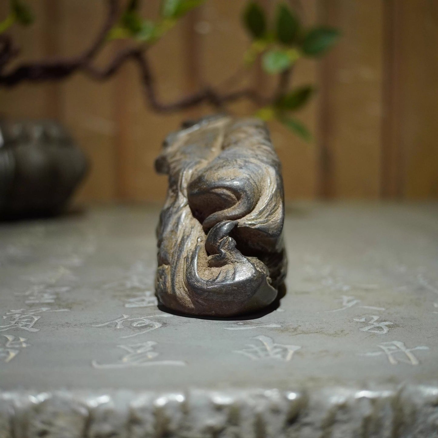 Old Stone Carved Buddha Statue Zen Religious Belief Home Office Decor