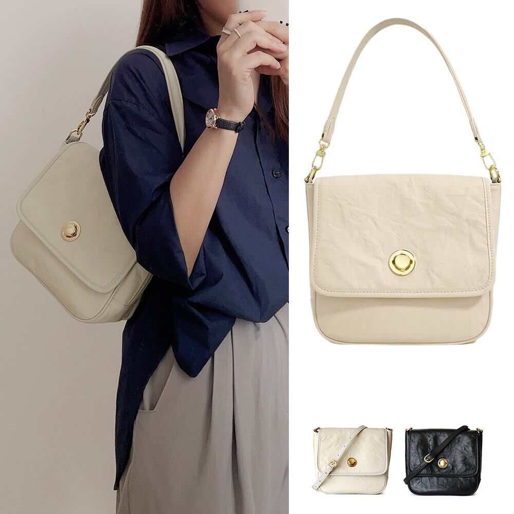 Wrinkled Real Leather Shoulder bag Flap Purse Tote Messenger Crossbody Handbag