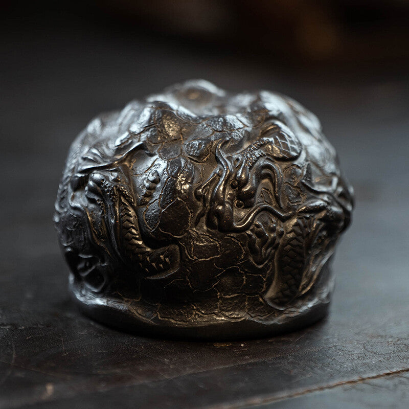 Full Handmade Tea Cup Dragon Carved Master Cup 5 Oz Original Ore Zisha Clay Cup