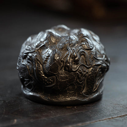Full Handmade Tea Cup Dragon Carved Master Cup 5 Oz Original Ore Zisha Clay Cup