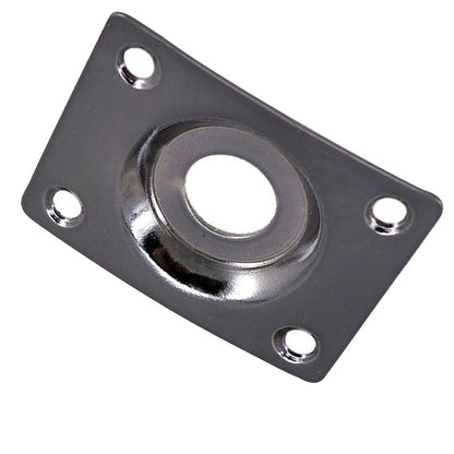 Black Guitar Output Metal Jack Plate Square W/ Screws for Electric Bass Guitar v
