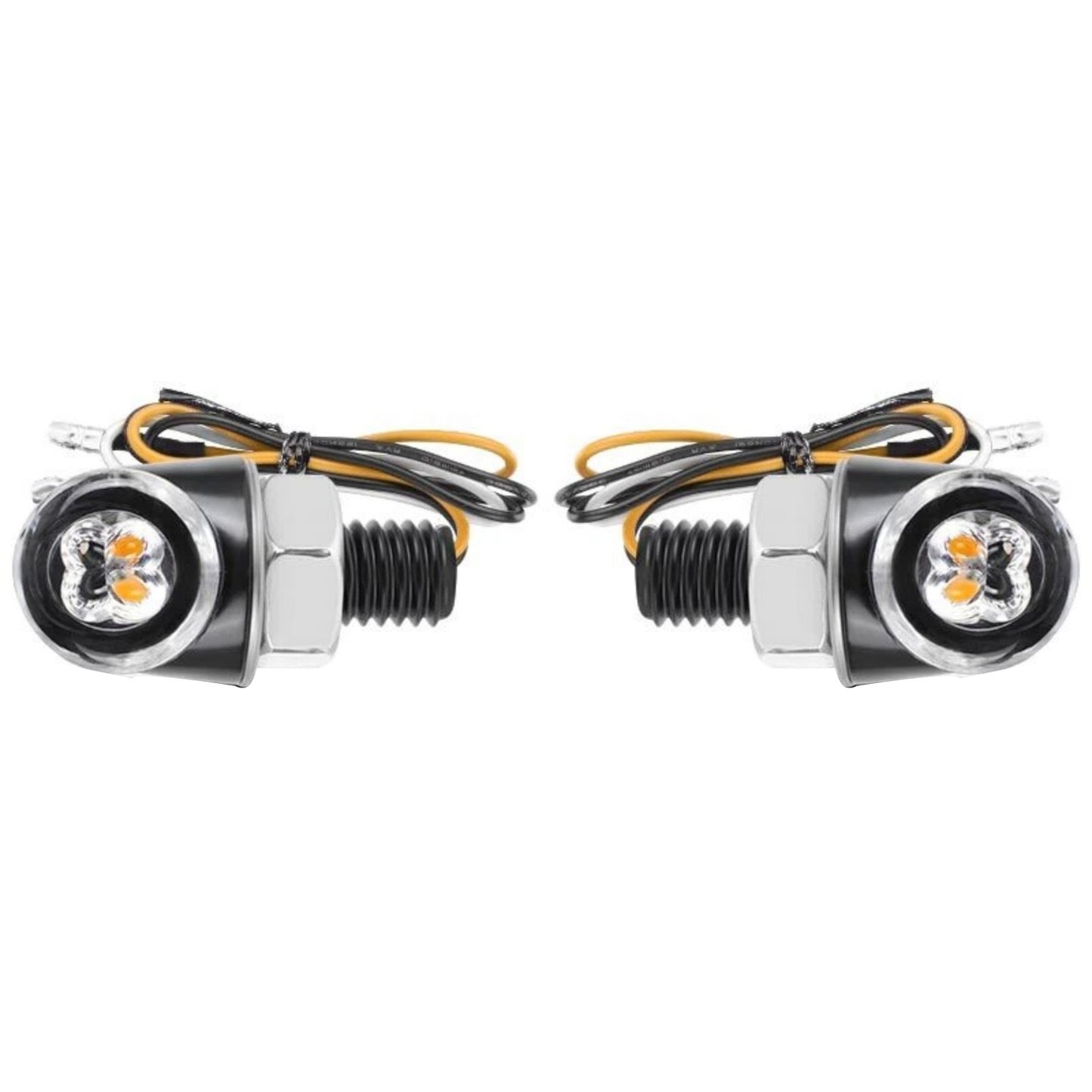 Turn Signal Lights Pair for Motorcycle Dirt Bike 12V Amber White Blinker Lamp