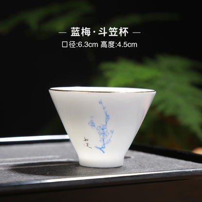 1pc White Porcelain Teacup Ceramic Tea Cup Master Cup Single Cup