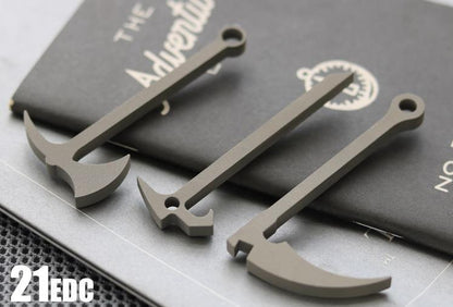 EDC Titanium Multifunctional Crowbar Axe Bottle Opener Keychain Necklace Pendant