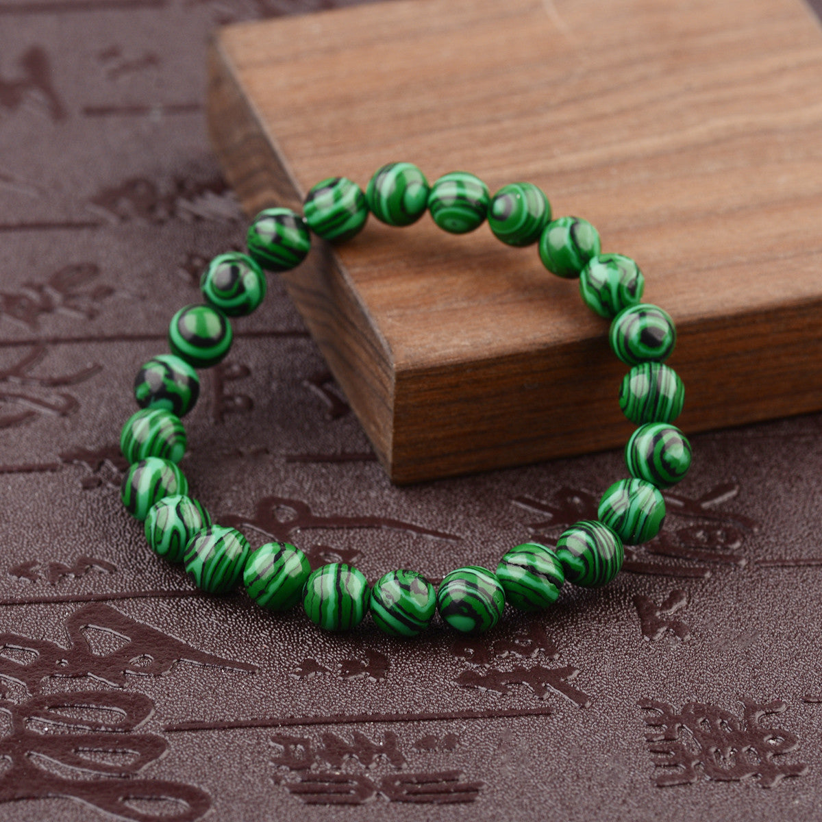 Natural Handmade 6/8/10Mm Green Malachite Round Gemstone Beads Stretch Bracelets