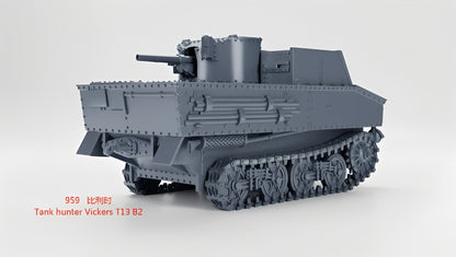 3D Printing 1/72 Belgian Tank hunter Vickers T13 B2 Unpainted