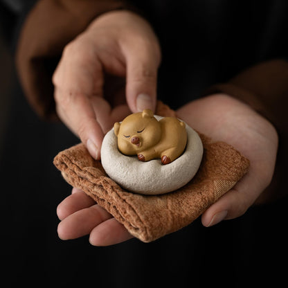 Piggy Yellow Mud Purple Sands Tea Pet Ornament 6.2cm Tea Set Decoration Tea Play
