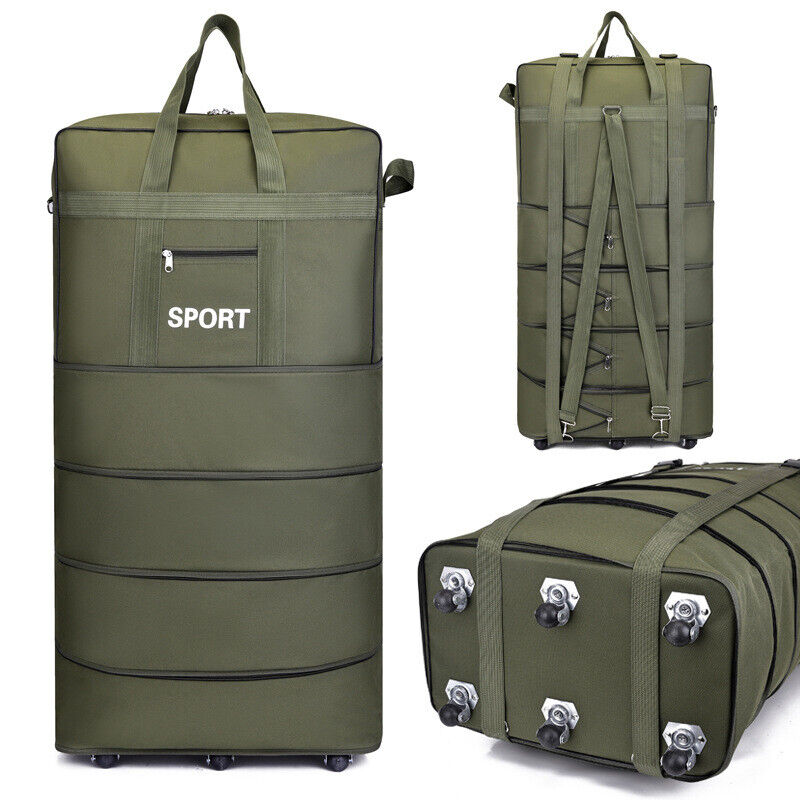 Large Capacity Foldable Luggage Trolley Bags Oxford Expendable Wheel Travel Bags