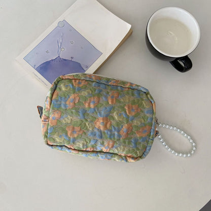 Floral Small Travel Cosmetic Bag Clutch Make Up Storage Toiletry Bags 5*15*11 CM
