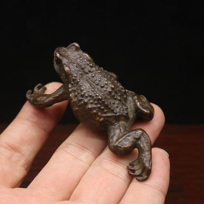 Brass Frog Statue Garden River Home Ornament Small Wealthy Tea Pet Mascot Animal