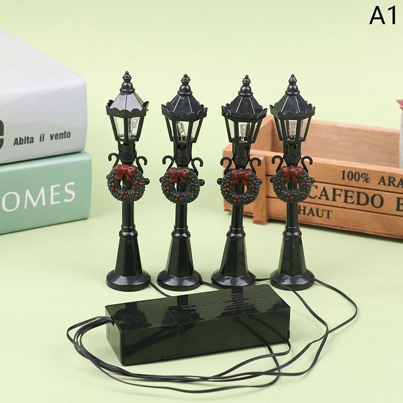 Dollhouse Streetlight 4Pcs Christmas Mini Light Models Micro-Landscape Accessory