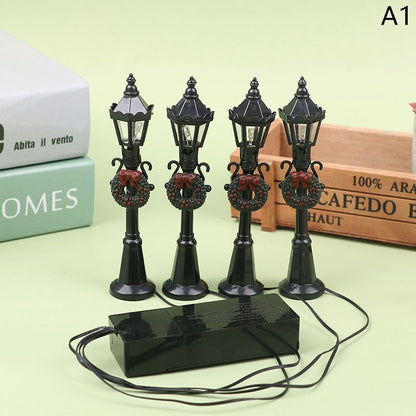 Dollhouse Streetlight 4Pcs Christmas Mini Light Models Micro-Landscape Accessory