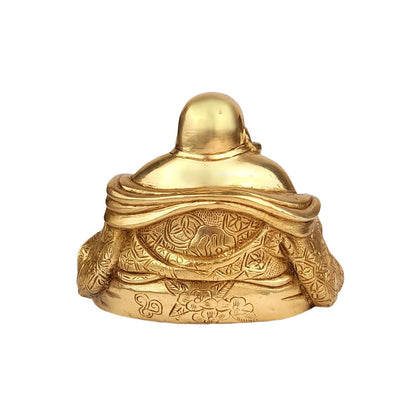 Feng Shui Happy Man Laughing Buddha Sitting Brass Statue Idol Home Decor