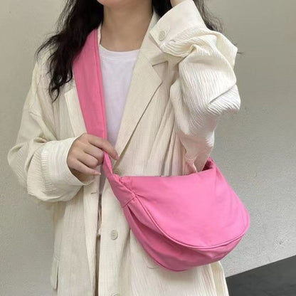 Pink Nylon Cloth Crossbody Bags Shoulder Bag Tote Zipper Purse Handbag 35*17*8CM