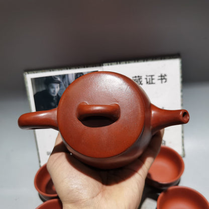 Chinese Yixing Zisha Clay Handmade Exquisite Teapot（刻字石瓢套壶 低款：顾景舟）