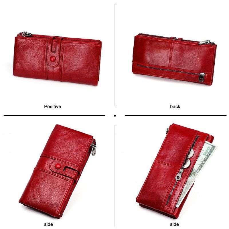 Wallet Women Leather Card Holder Wallet Long Zipper Purse Coin Purse Money Bags