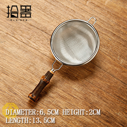 Japanese style bamboo handle tea strainer stainless steel tea strainer creative