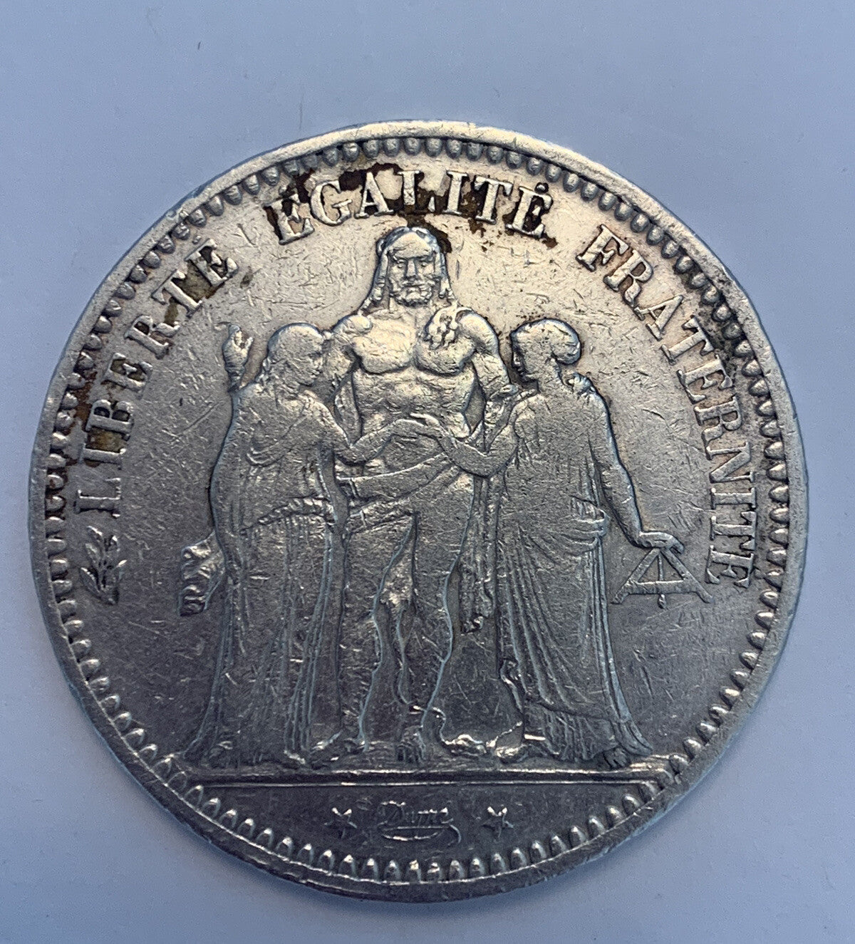 1873 France 5 Francs Silver Hercules Coin Old History Art Culture Money 法国大力神银币