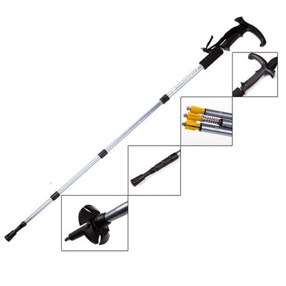 Outdoor Camping Hiking Trekking 4-section Adjustable Canes Folding Walking Poles
