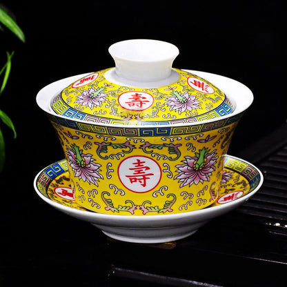 300ml Ceramic Tureen Bone China Tea Bowl Cup Blue-and-white Porcelain Gaiwan Cup