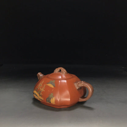 Chinese Yixing Zisha Clay Handmade Exquisite Teapot （六方 底款：如图）