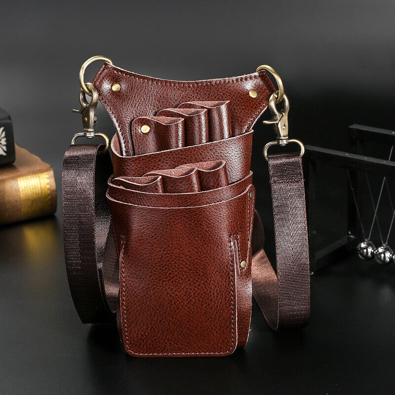 Genuine Leather Hairdressing Scissors Storage Bag Crossbody Shears Holder