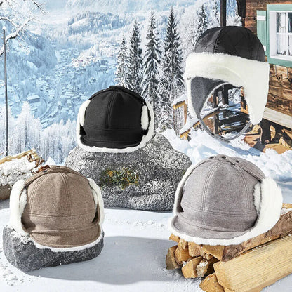 Women Winter Hats Faux Leather Wind-Proof Thick Warm Fleece Lining Baseball Caps